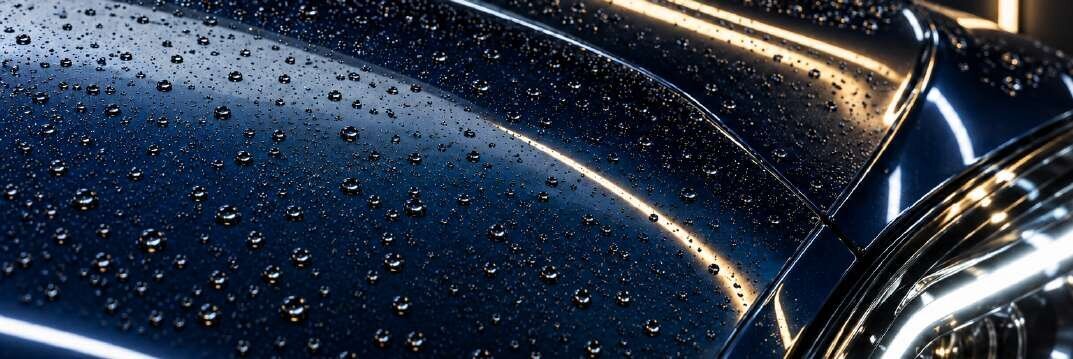 水滴が光る濃紺のボディ
