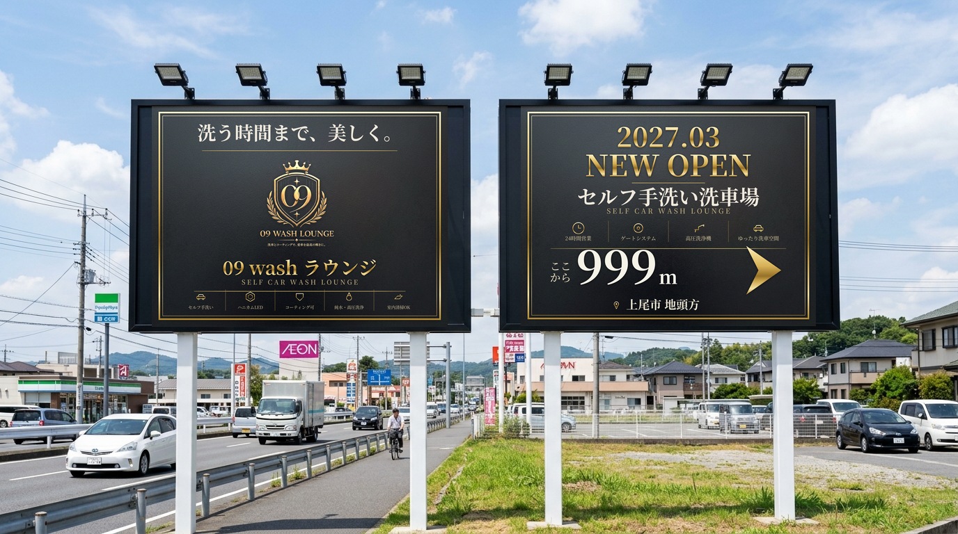道路沿いのロードサイン設置イメージ
